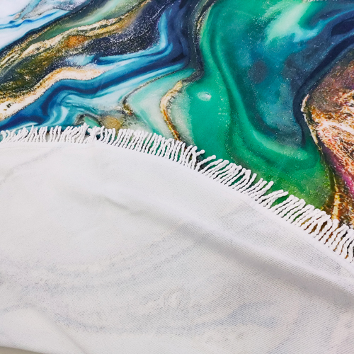 Tassel fixed Round Microfiber Beach Towel-5