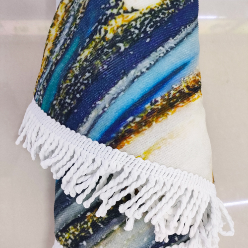Tassel fixed Round Microfiber Beach Towel-8